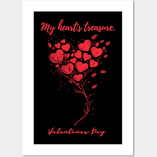 My heart's treasure. A Valentines Day Celebration Quote With Heart-Shaped Baloon Posters and Art